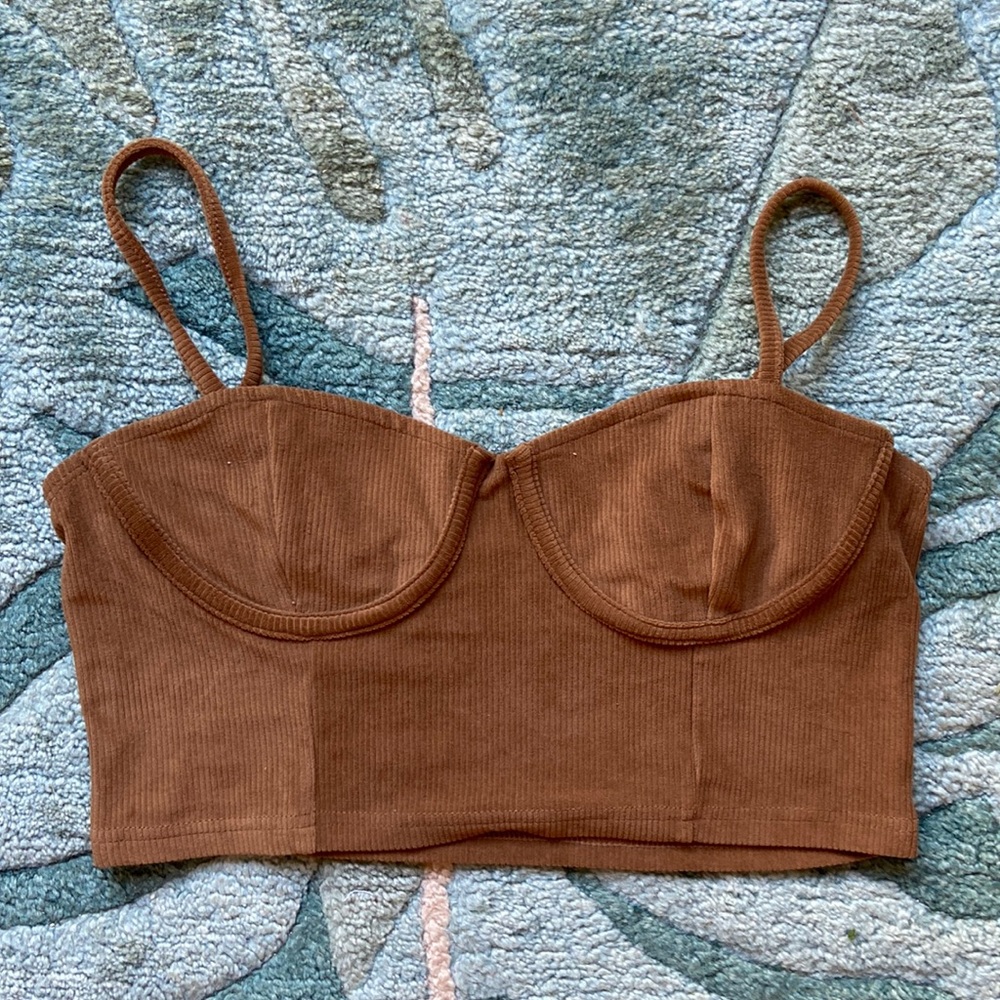 Brown corduroy crop top